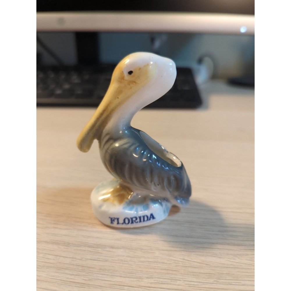 Vintage Florida Pelican Souvenir Toothpick Holder Nautical Bird Beach Figurine
